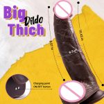 OEM Brown Telescopic Realistic Dildo Vibrator for Women Masturbator Huge Penis With Suction Cup Sex Toys - 图片 7