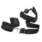 Wholesale Black Ribbon Material Bondage Kit with Handcuffs and Mouth Ball Toys BDSM Sex Toys for Women - 图片 7