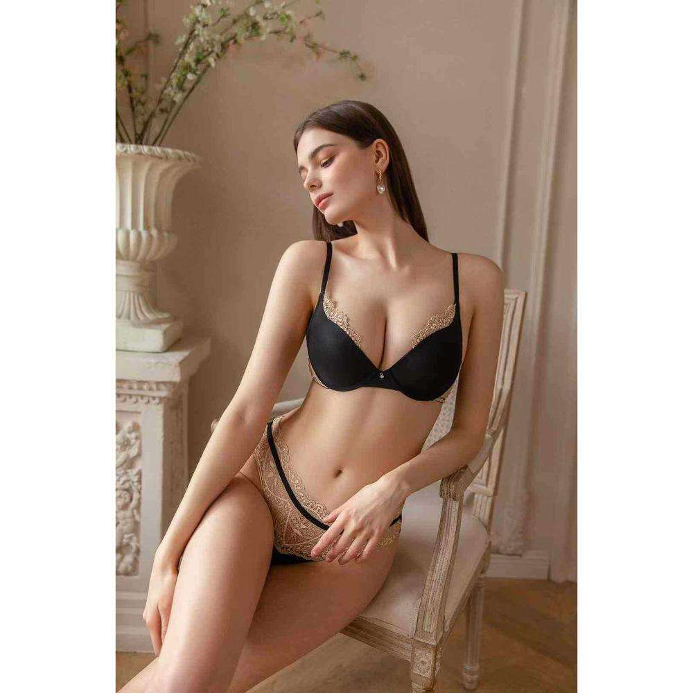 main_pic_0-1058 European and American Style Sexy Gathering Lace Edge Lingerie, Smooth Bra, Thin Top and Thick Bottom Bra, Sex Lingerie Set - 图片 1