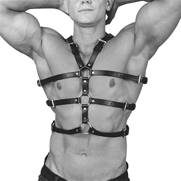 High Quality Adjustable Pu Leather Male Slave Vest Sexy Man Body Harness Nightclub Club Sexy Clothing