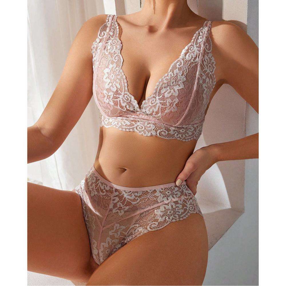 main_pic_0-1064 A New Set of European and American Sex Underwear with Lace Mesh Trim, Semi-transparent, Seductive and Provocative - 图片 1