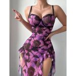 European and American Seductive Long Dress, Pure and Sensual, Hot Girl, Halter, Sexy, See-through Pajama Set