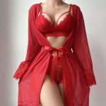European and American Bestsellers, Strappy Lace V-neck Romantic Lingerie, Pure Desire Outerwear and Nightgown Set