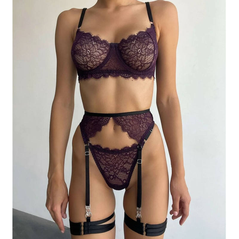 main_pic_0-1190 New Sexy Lingerie Sets for Women From Europe and America, Featuring Lace Straps, Steel Rims, Leg Wraps and Halter Tops - 图片 1