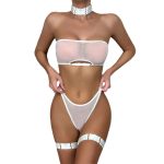 A Four-piece Set of Trendy Lace, Mesh, Sheer, Cut-out, Strapless, Leg and Neck Lingerie From Europe and America