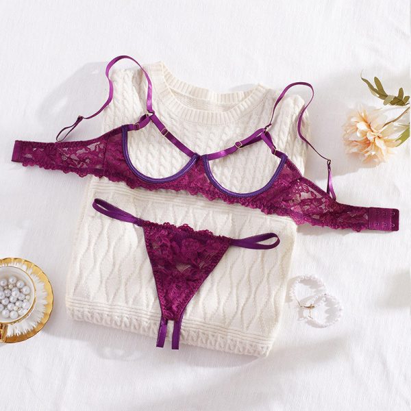 Sensual Lingerie Without the Need to Take It Off, Open-cut Sexy Lingerie with Lace Trim and Lace-revealing Sexy Lingerie Set