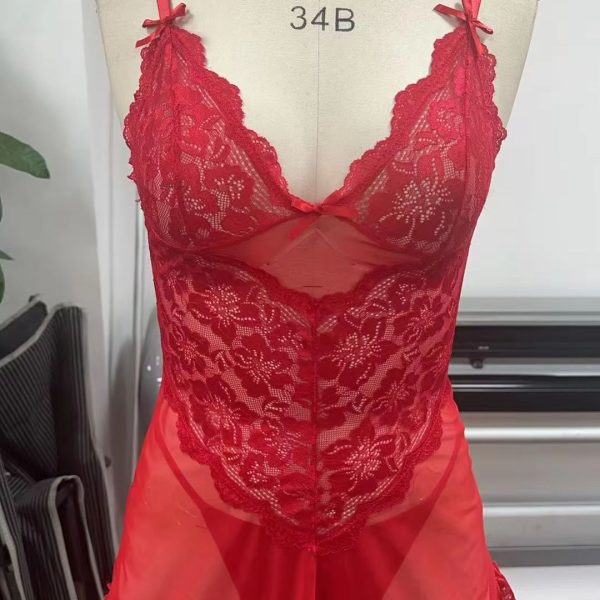 Manufacturer's Sale Lady's Sexy Pullover Nightgown Home Loungewear Elastic Waist Closure Custom Logo Lace Design for Sleep Time