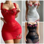 2025 Hot Sale Sexy Lace Lingerie Set Sheer Mesh See-Through Chemise Nightdress with Panty Set for Women Sling Pure Lingerie