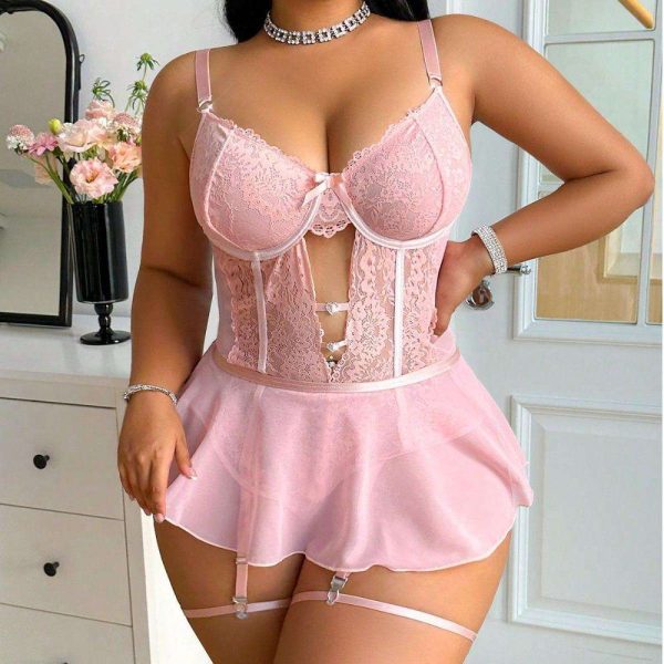 Wholesale of Plus-size Romantic Nightwear From Europe and America, Plus-size Mesh Lace and Sexy Lingerie