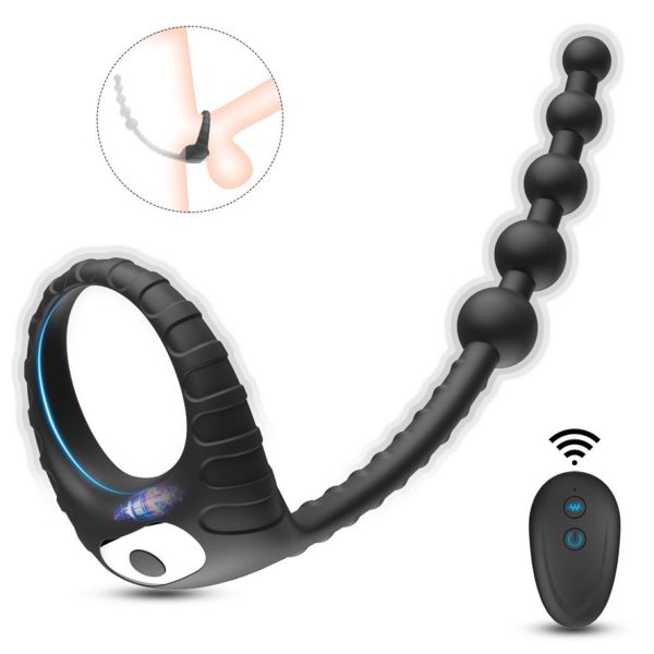 Remote, 10 Frequencies, Adjustable Penis Ring & Anal Vibrator