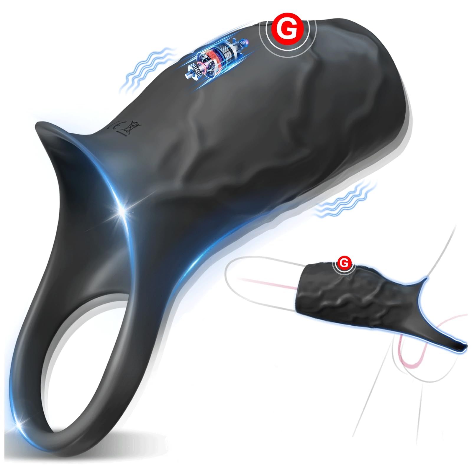 main_pic_0-222 Dropshipping Vibrating Penis Ring Lasting Enlarge Cock Stimulate Massage Clitoris for Woman Men G Spot Vibrator - 图片 1