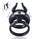 Electric Toys Sex Adult Vibration Silicone Double Penis Ring Wireless Remote Control Cone Lock Ring Men Sex Toys