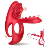Male Cock Ring Couple Sharing Clitoral Rose Stimulation Sexual Device Lock Fine Delay Vibrating Penis Ring for Men