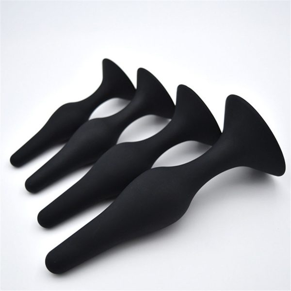 Sexy Toys 4PCS Anal Plug Set Medical Silicone Sensuality Anal Sex Toys (Black)
