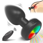 Colorful Light Silicone Rose Anal Plug Butt Massager Prostate Vibrator Sex Toy for Men Gay Wireless Remote Control Anal Plug