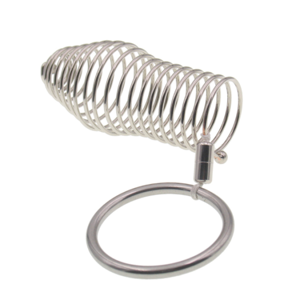 Stainless Steel Penis Ring Restraint Clasp Sleeve Penis Cage Male Penis Bondage Cock Ring Hollow Out Cock Cage Anti-Drop Ring