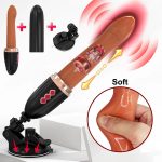 Realistic Automatic Thrusting Dildo Vibrator With Handle and Sucker Heating Telescopic Vibrating Sex Machine for Woman