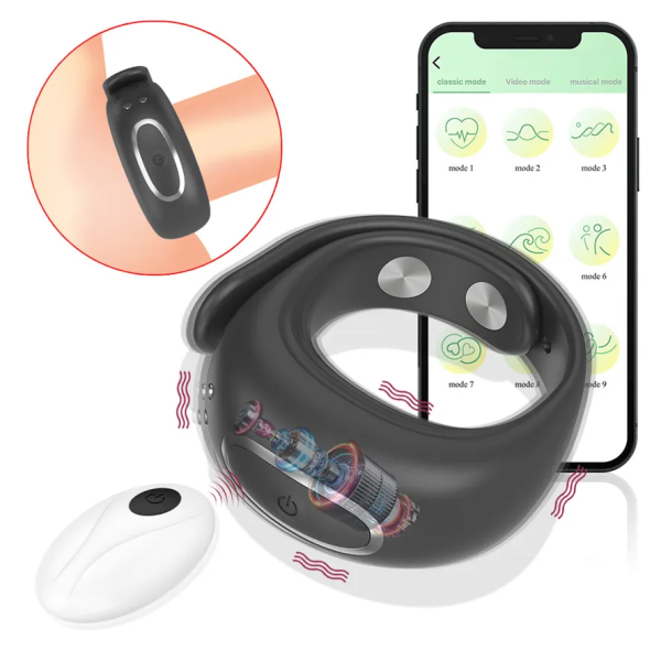 APP 10 Vibration Soft Male Silicone Penis Cock Ring Vibrating Massager Penis-Cock Ring Adult Sex Toys for Men