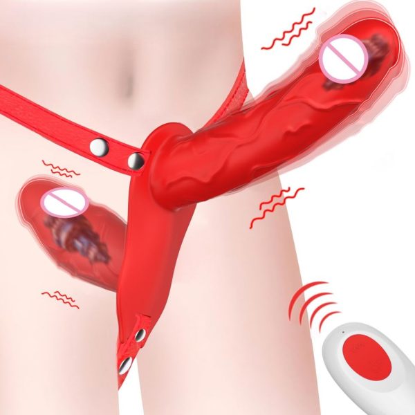 Factory Control Silicone Lesbian Strap On Double Vibrating Dildo Soft Sexy Toys for Adult Sex Safer Sex Silicone Dildo