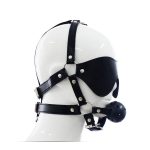 Blindfold Harness and Ball Gag | Adjusts to Fit Most Head Sizes | Soft and Lightweight BDSM Accessory for Men, Women, and Couple