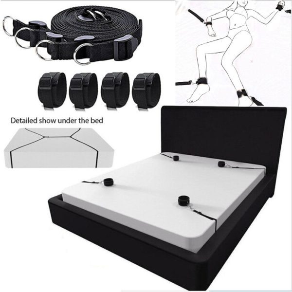 Couples Handcuffs Open Leg Bdsm Bondage Set Restraints Rope Strap System Adult Wrists Ankle Cuffs Sex Toys for Woman Bed