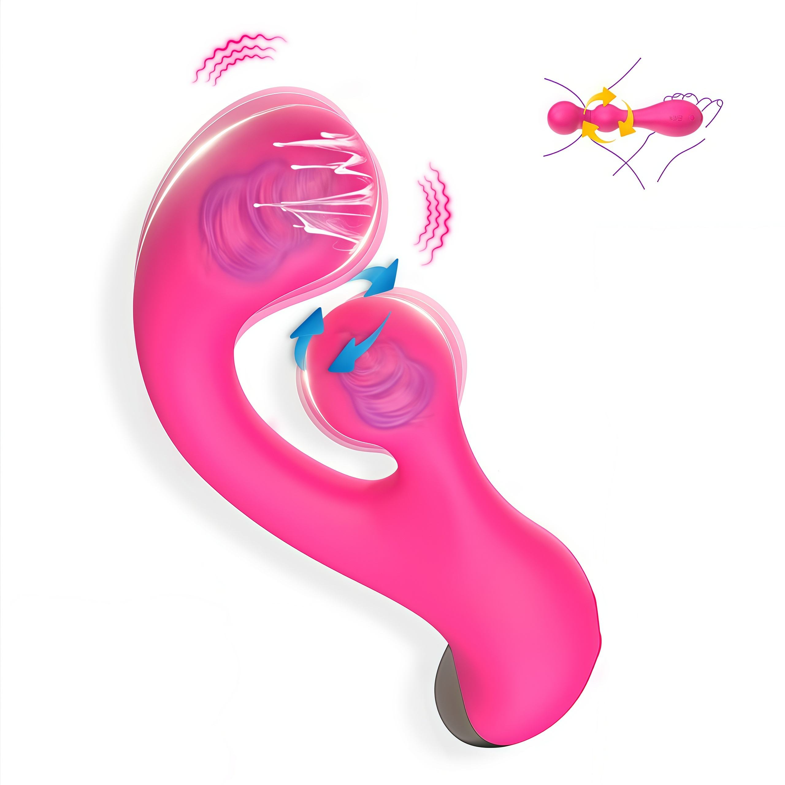 main_pic_0-434 Wholesale 10 Speed Dual Clit Massager Flapping G Spot Vibrator Twisting Dildo Sex Toys for Female Masturbation - 图片 1