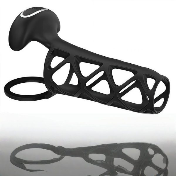 LetRock Vibrating Sleeve Cock APP Control 10 Modes Penis Vibrator Device Cock Cage for Adult Sex Toys for Men