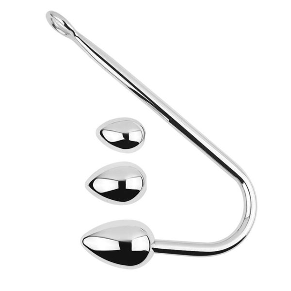 Stainless Steel Anal Hook, Buttplug Hook With 3 Interchangeable Heart Balls Anal Sex Toys for Couple Gay Lesbian