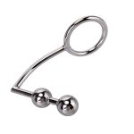 Anal Plug Cock Ring With Ball Metal Steel Hook Chrome Butt