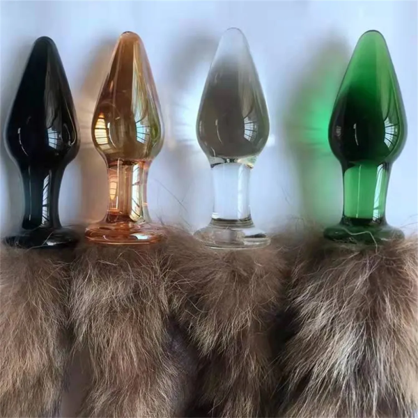 High Quality Glass Crystal Anal Toys Fox Tail Glass Anal Plug Butt Plug Sex Toys Glass Plug Anal Tail Toys