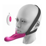 Japan Adjustable Strap-On Face Chin Harness Vibrator Dildo, Wearable Headband Sex Toy for Couple Head Oral and Solo Play Xxxx
