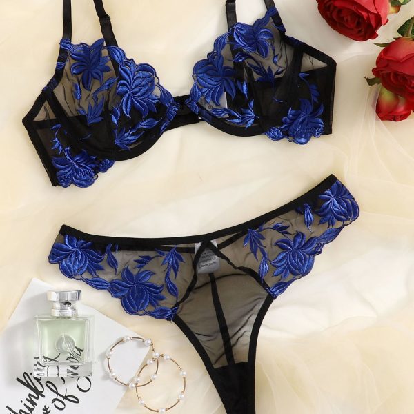Mature Ladies Sexy Blue Lace Inner Wear Underwear Lingerie Nightwear