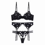 Women Sexy Lingerie Set Female Exotic See Through Babydoll Nightwear Bra Panties Three Pieces Suits Sleepwear