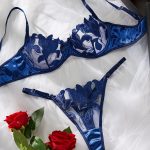 Hot Sell Soft See Through Lace Lingerie 3 Pieces Tube Teddy Very Sexy Blue Lingerie Set