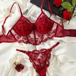 Girls Floral Lingerie Hot Transparent Unique Design Young Teens Hook Closures Bra Brief Set
