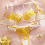 Women's Sexy Crochet Floral Underwear Set Fresh Spring Sunflower Thong Panty Lace Decoration Cute Girl Style for Teens Women