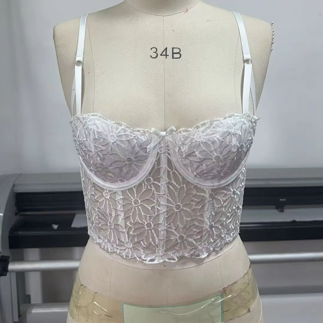 main_pic_0-607 Women's Sexy Solid Pattern Bra & Brief Sets Pure Desire Push-Up Bra with Lace and Slimming Thongs Panties - 图片 1