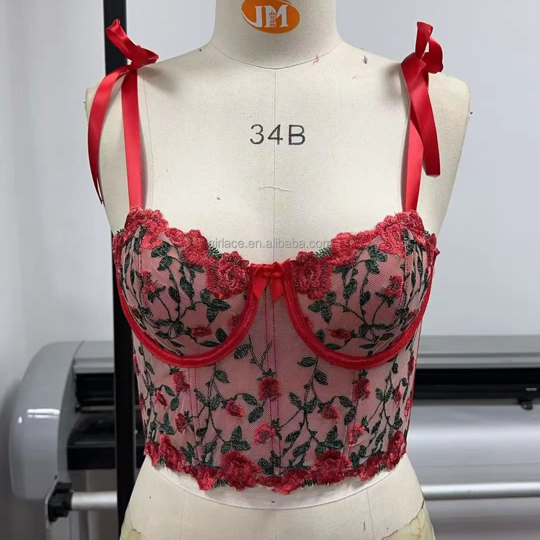main_pic_0-611 Women's Sexy Lace Hollow Fishbone Embroidery Body Shaping Bra & Brief Sets Temptation Sling Waist Logo Pure Desire Underwear - 图片 1
