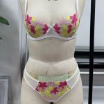 Wholesale Young Lady Fancy Push-Up Lace 3/4 Cup See-Through Bra Top Sexy Bandage Summer Bra Panty Set