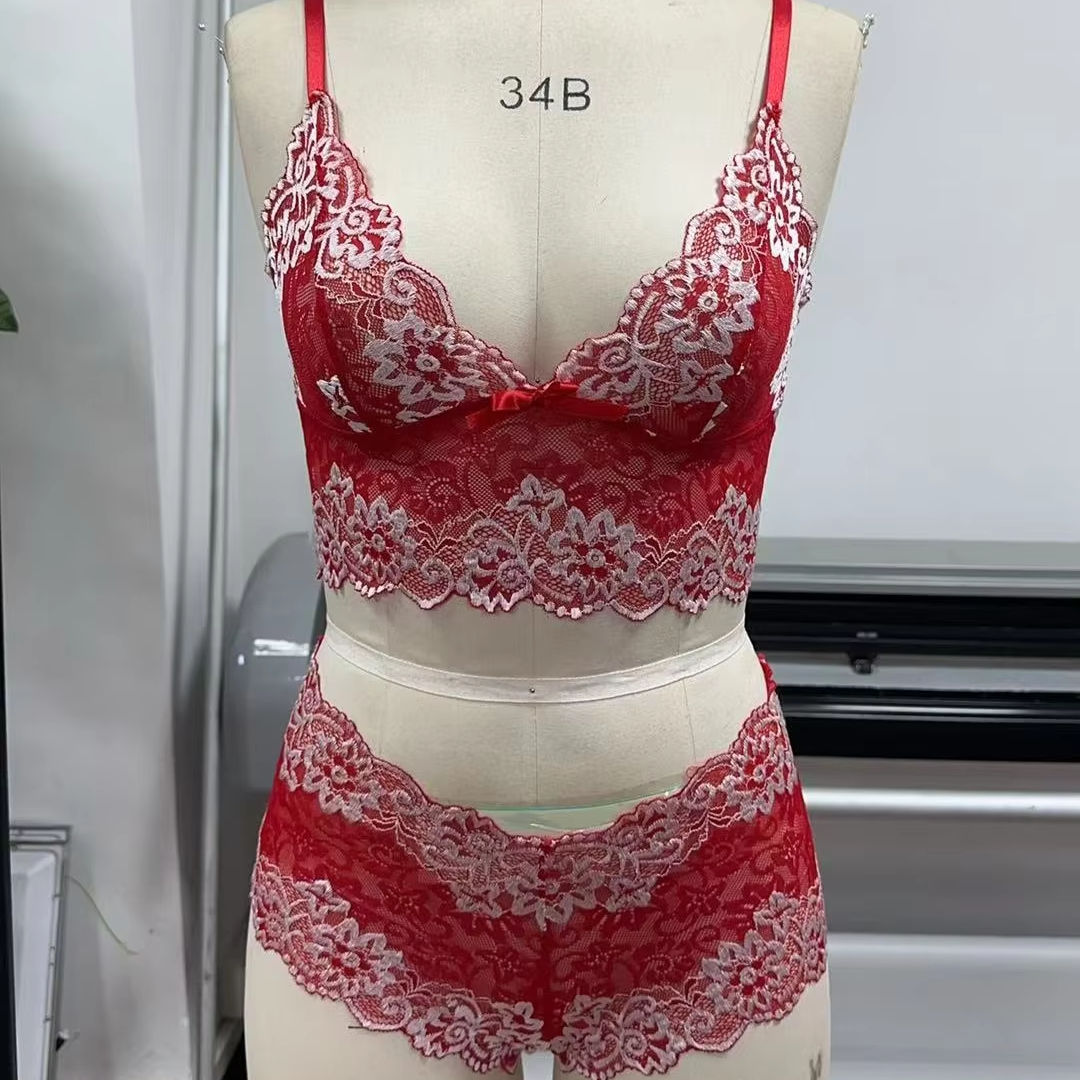 main_pic_0-619 Sweet Lace Floral Embroidered Sexy Lingerie Pure Desire Tempting See-Through Three-Point Boxer Design Hot Transparent Floral - 图片 1