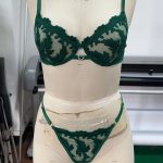 Green Lace Babydoll Lingerie Set for Women Young Lady's Transparent Underwire Bra Naughty Net Brief Thong Nightwear Made Spandex