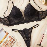 Pure Desire French Lace Push-Up Bra for Women Without Underwire Sexy See-Through Women's Sexy Black Lingerie Set