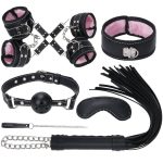 7 Pcs/set Erotic Sexy Bondage Set Handcuffs Clamps Gag Whip Rope Male and Female Adult Sex Toys