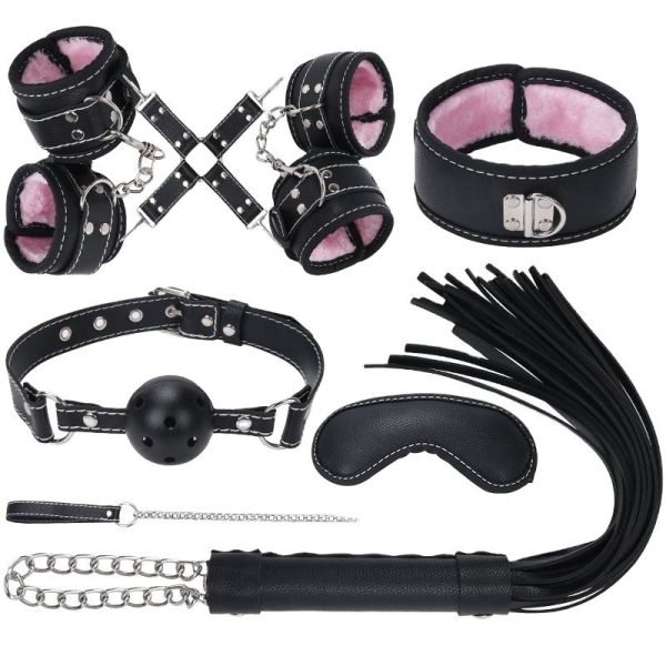 7 Pcs/set Erotic Sexy Bondage Set Handcuffs Clamps Gag Whip Rope Male and Female Adult Sex Toys