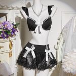 Women's Sexy Bunny Girl Maid Uniform Lingerie Passionate Three-Piece Set with Waist Logo Hot Sale New In-Stock