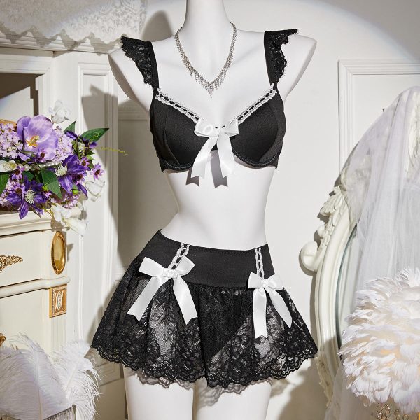 Women's Sexy Bunny Girl Maid Uniform Lingerie Passionate Three-Piece Set with Waist Logo Hot Sale New In-Stock