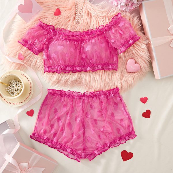 New Design Women's Sweet Sexy Flower Embroidered Underwear Set Transparent Mesh Knitted Fabric with Elegant Decoration