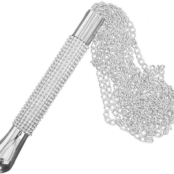 SM BDSM Metal Diamond Handle Chain Whip Flogger Flirting Fantasy Fetish Hand Paddle Flirting Fantasy Restraint Bondage Gear