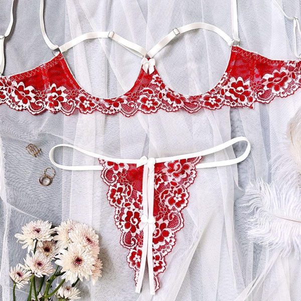 Hot Sale Sexy Lace Erotic Women's Summer Bra Panties Set Lady Lingerie Underwear with Brassiere & Briefs