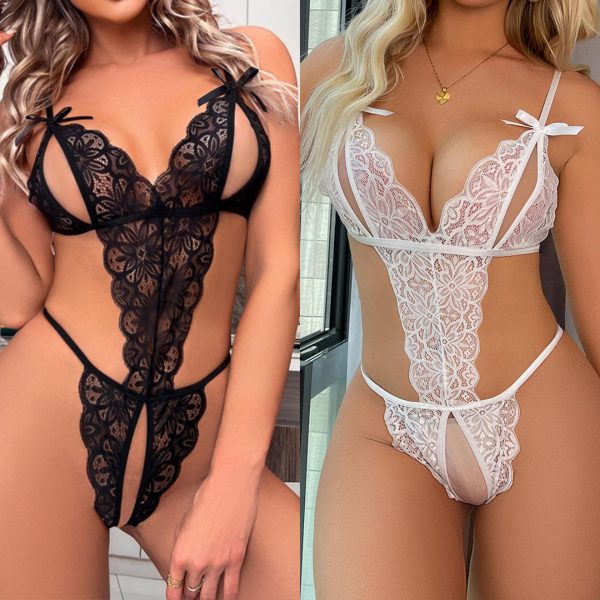 Manufacturer's Sensual Fantasy Lace Outfits Sexy Open Front Lingerie Set for Women Exotic Fairy Embroidery Fine Summer Fantasy